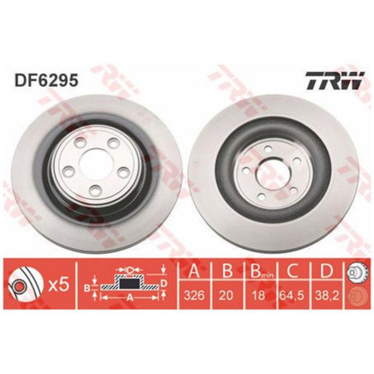 TRW Brake Rotor 326mm Rear DF6295S