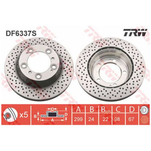 TRW Brake Rotor 299mm Rear DF6337S