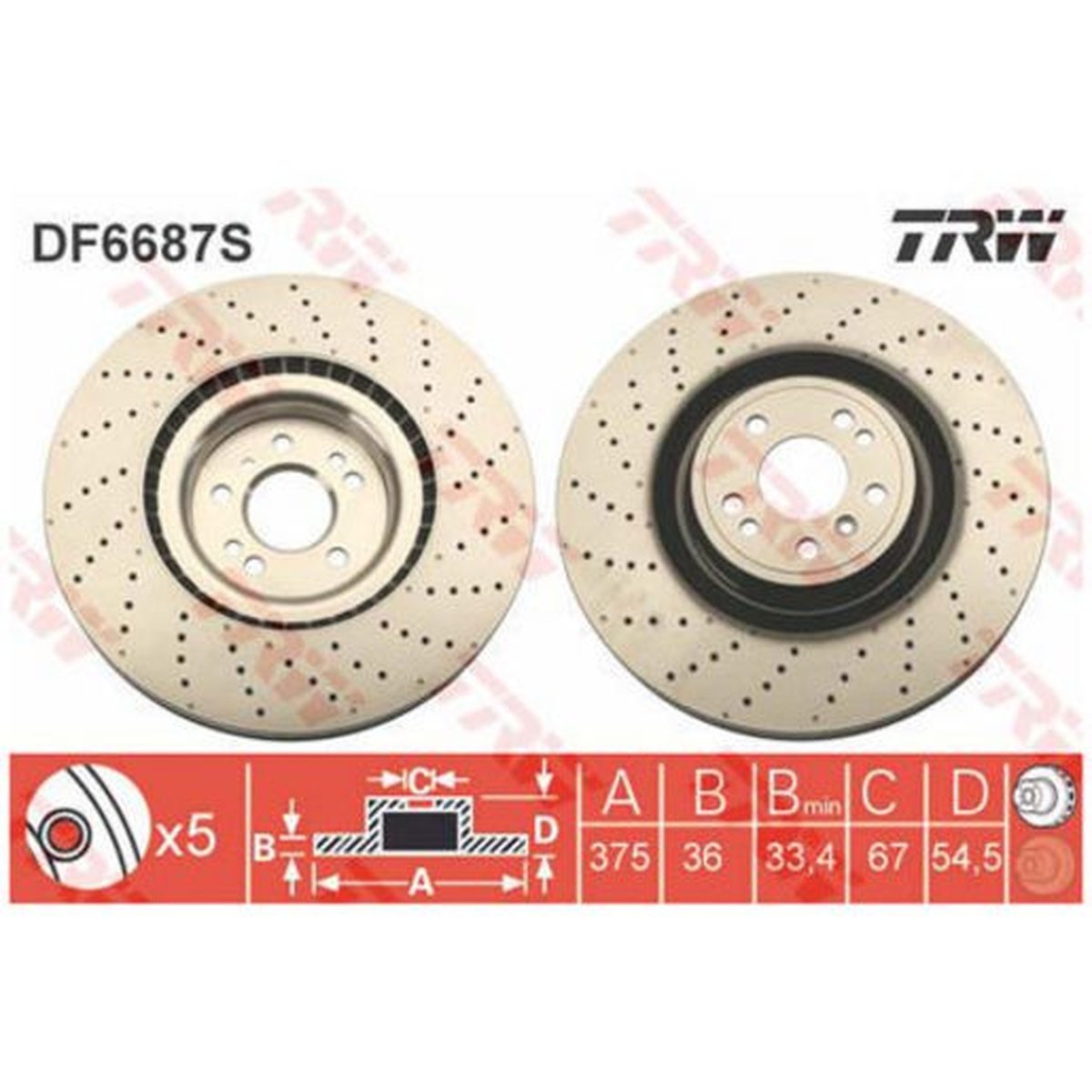 TRW Brake Rotor Front DF6687S