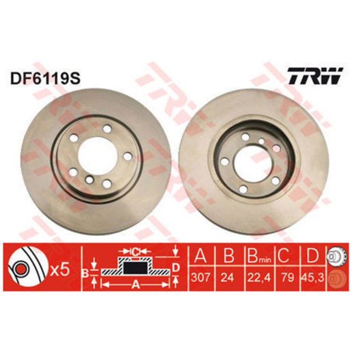 TRW Brake Rotor Front DF6119S