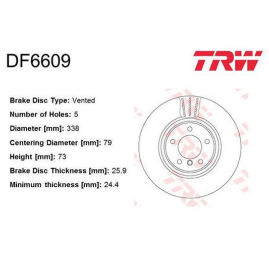 TRW Brake Rotor 338mm Front DF6609S