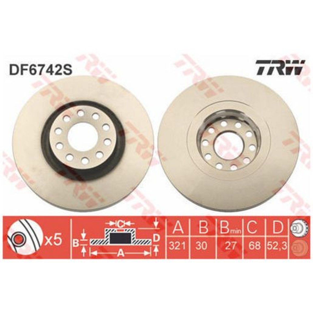 TRW Brake Rotor 321mm Front DF6742S
