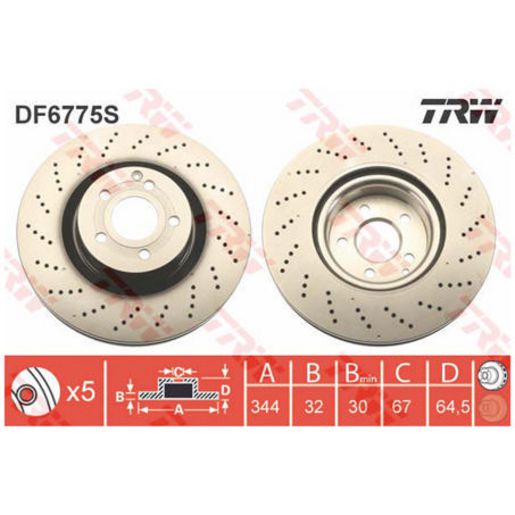 TRW Brake Rotor 344mm Front DF6775S