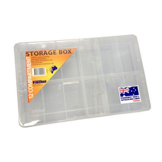 Fischer 12 Comp Lrg Storage Box Clear 1H093