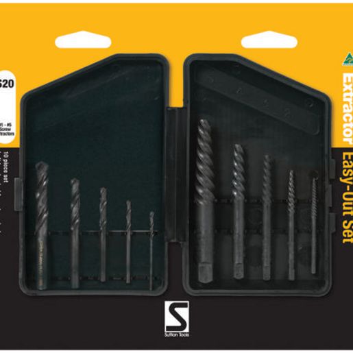 Sutton Screw Extractor Set Easy-Out 10pc #1-#5 Range, Jobber Drill 2-7.5mm M603S20