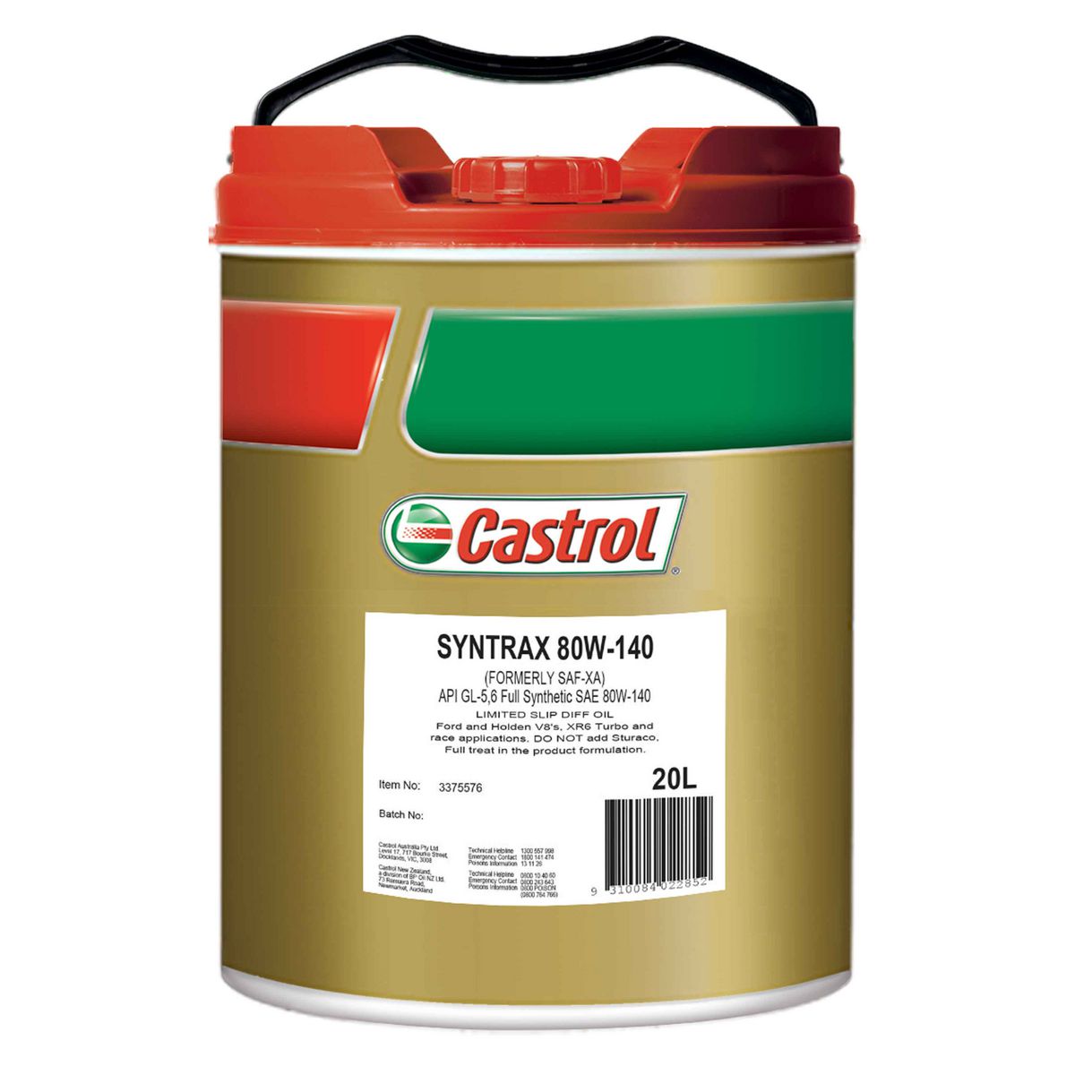 Castrol Syntrax Limited Slip Differential Oil 80W-140 20L 3375576