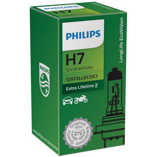 Philips Eco Vision H7 Globe 12V 55W Longlife 12972LLECOC1