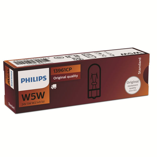 Philips Standard T10 Wedge Globe 24V 5W (10Pk) 13961