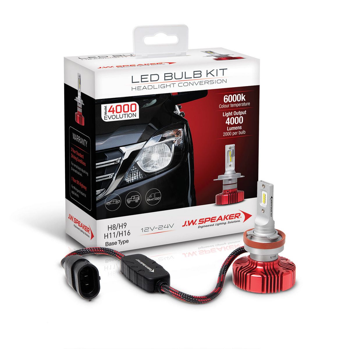 JW Speaker LED H8/H9/H11/H16 Globe Kit 12/24V - 2 Pce 990011