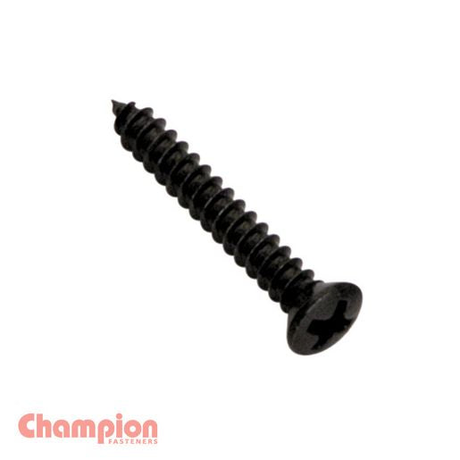 Champion Black Screw Self Tapp Raised Head Phillips 3.5 x 25mm 30Pk C1200-13
