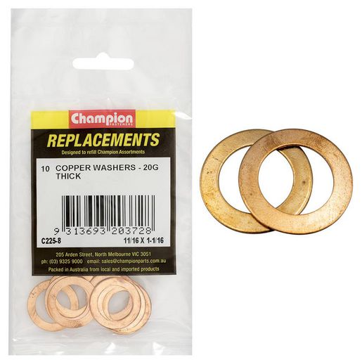 Champion Flat Copper Washer 11/16″ x 1-1/16″ x 20G 10Pk C225-8