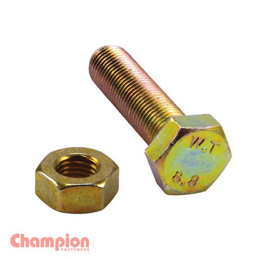 Champion Hex Nut M12 x 1.25mm & Screw 12 x 45 x 1.25 Set 6Pk C480-16