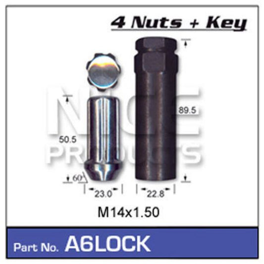NICE Wheel Lock Nut Set M14x1.50 Chrome (4 Pack) A6LOCK