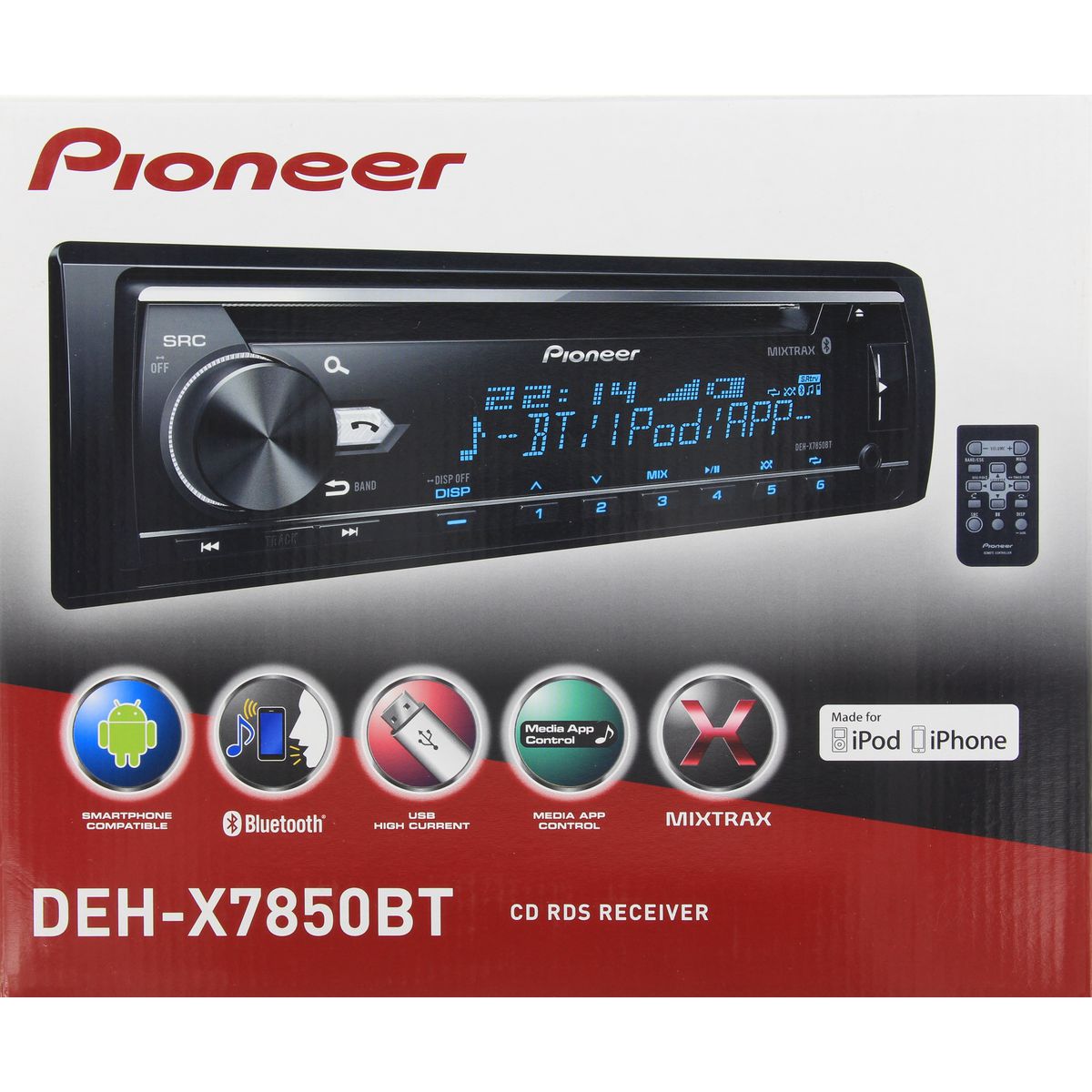 Pioneer DEH-X7850BT AM/FM/CD/USB/AUX/Dual Bluetooth Receiver Car Stereo