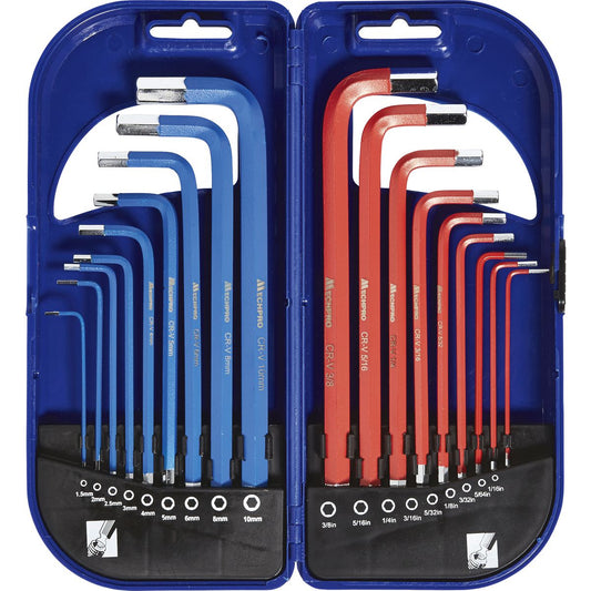 Mechpro Hex Key Long Arm Set Metric/SAE 18pc