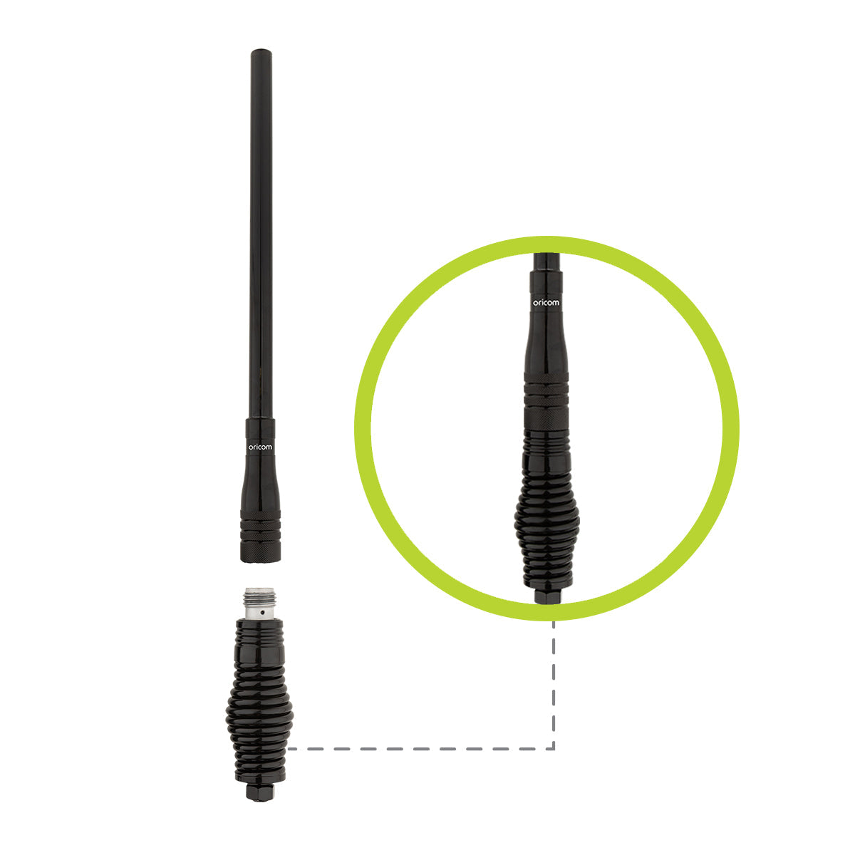 Oricom 3dBi UHF CB Antenna with Detachable Fibreglass Whip - ANU913