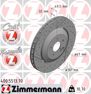 Zimmermann Formula Z Brake Rotor Single 361mm Front 400.5513.70