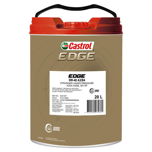 Castrol EDGE 0W-40 Engine Oil A3/B4 20L 3431407