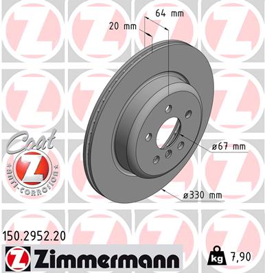 Zimmermann OE Coat Z Brake Rotor Single 330mm Rear LH 150.2952.20
