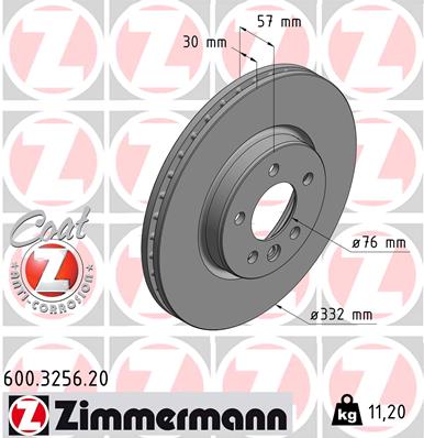 Zimmermann OE Coat Z Brake Rotor Single 332mm Front 600.3256.20