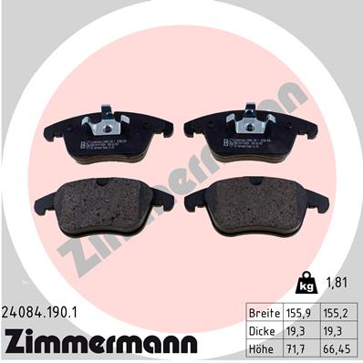 Zimmermann Brake Pad Front Set 24084.190.1