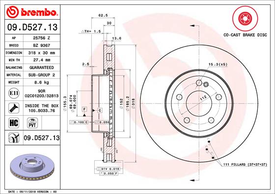 Brembo Brake Disc Single 09.D527.13