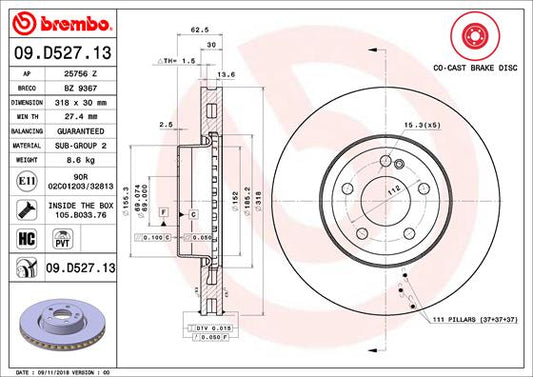Brembo Brake Disc Single 09.D527.13