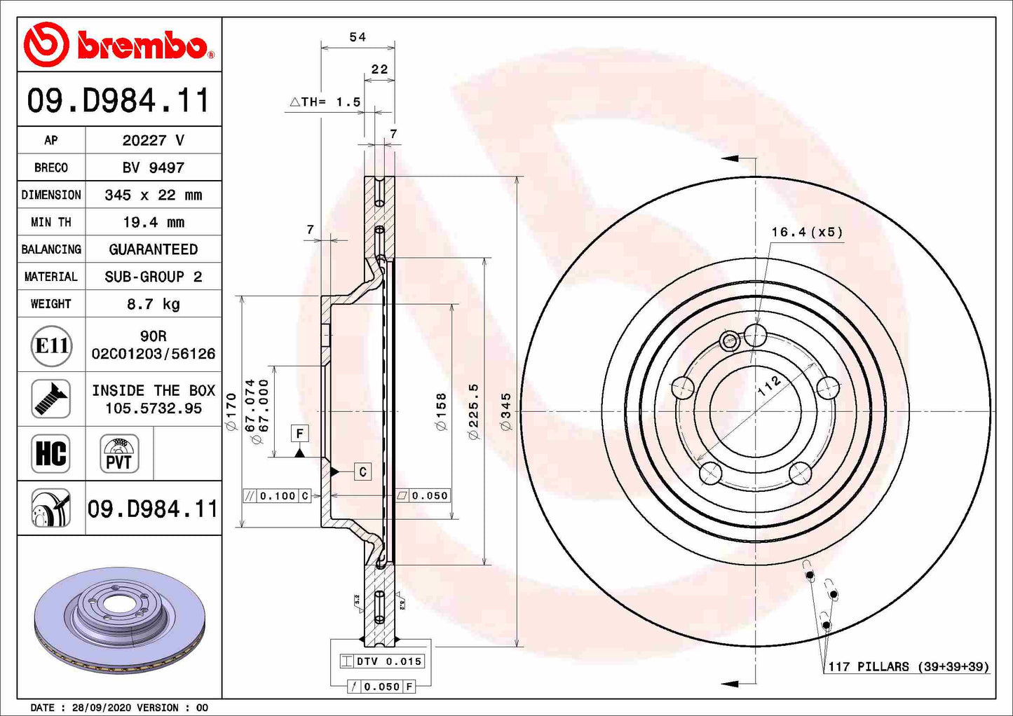 Brembo Brake Disc Single 09.D984.11