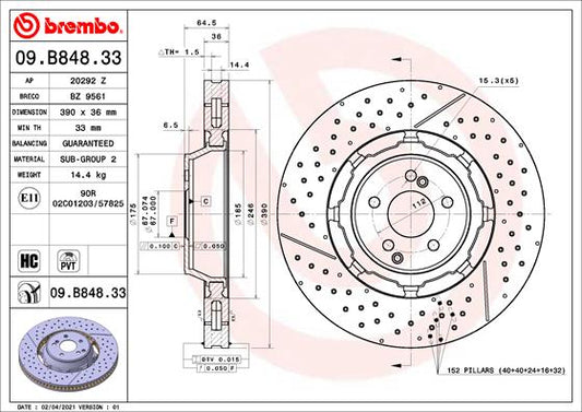Brembo Brake Disc Single Rotor Single 09.B848.33