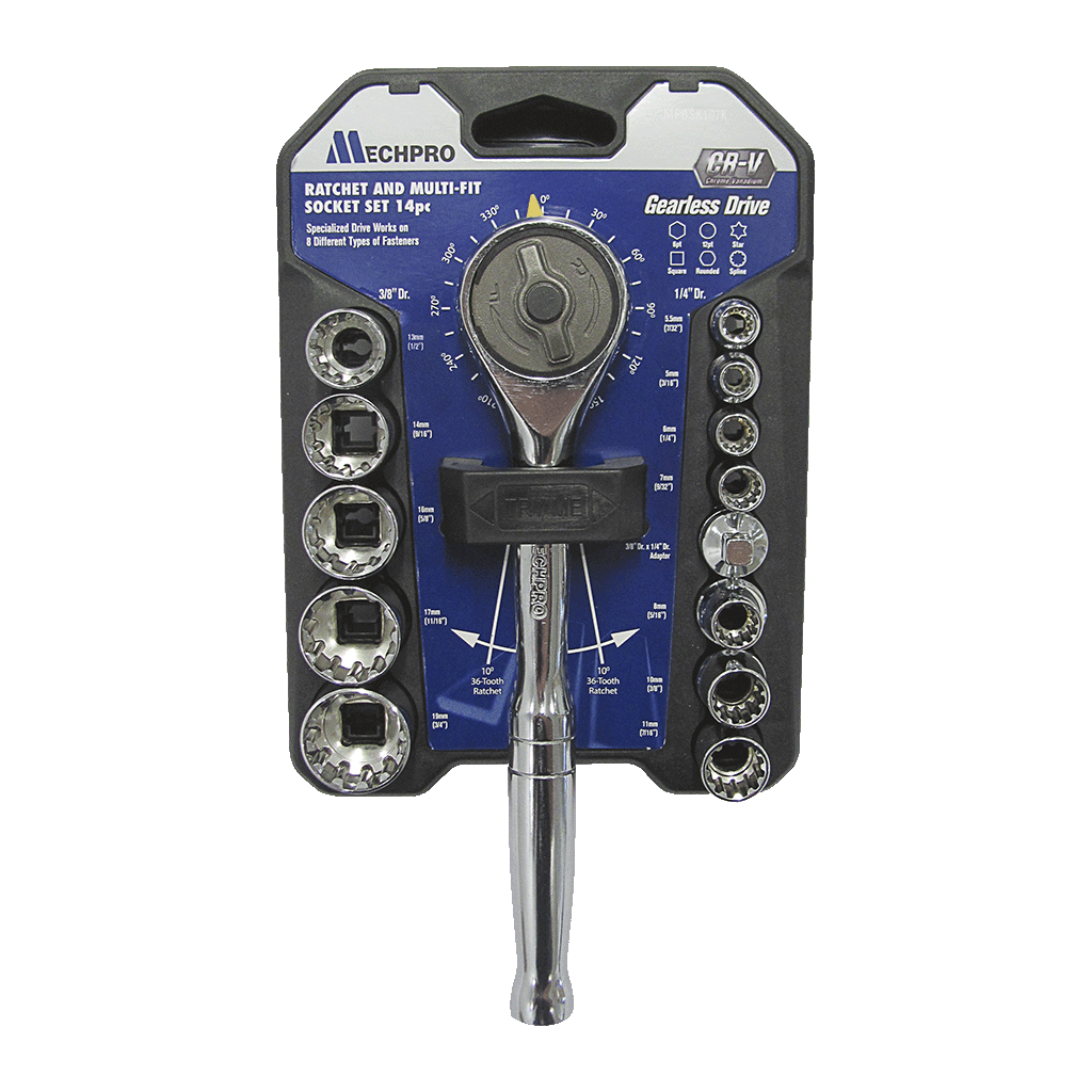 Mechpro Ratchet & Multi-Fit Socket Set 24pc