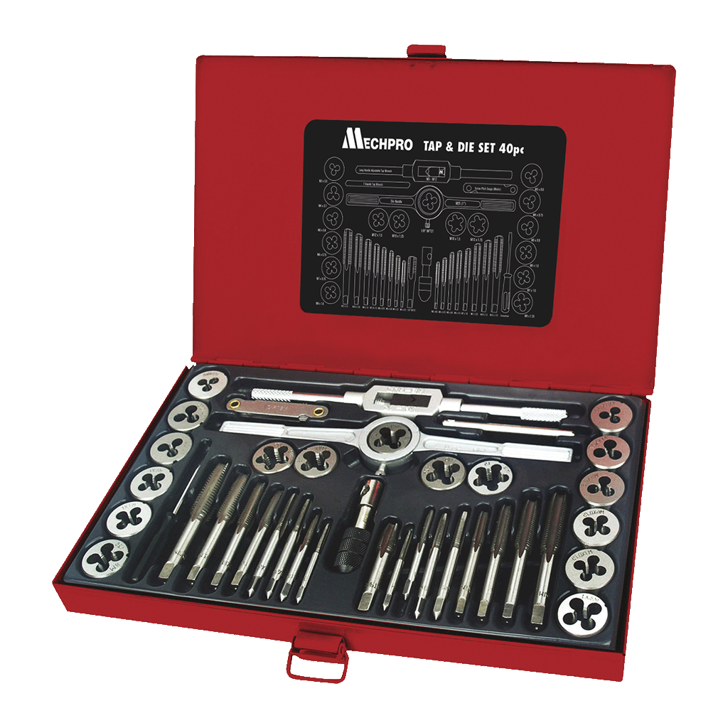 Mechpro Tap & Die Set 40pc HD Alloy Steel M3x0.5 - M12x1.75 MPST115S