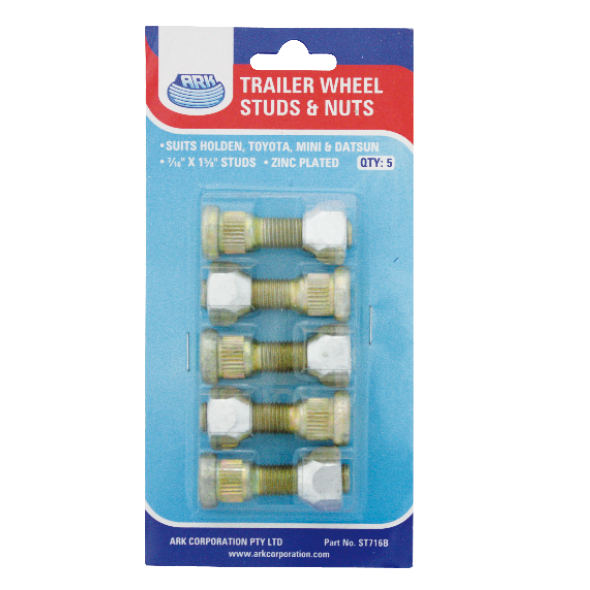 Ark 7/16" Wheel Stud & Nut Set Of 5 ST716B