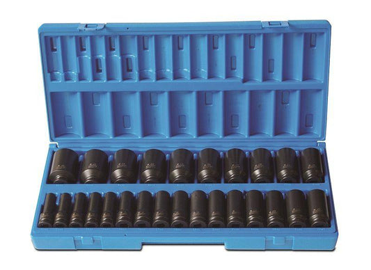 Action Tools 26 Pcs 1/2 Drive 6-Pt Metric Deep Impact Set 605222601
