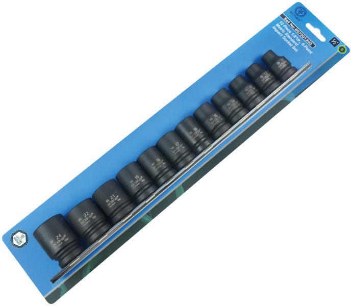 Action Impact Socket Set 6-Point 1/2"" Drive 12 Piece Metric 607201202
