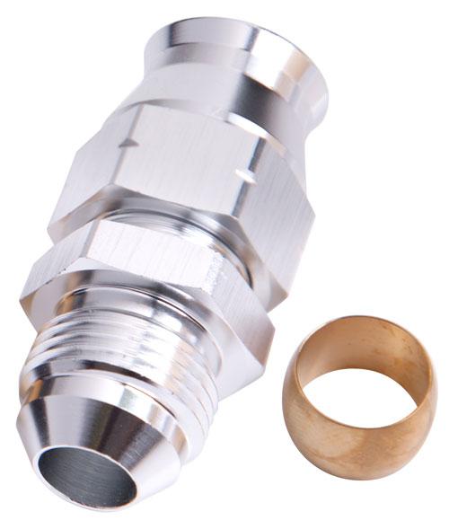Aeroflow AF108-06S 3/8"" Hard Line To -6AN Male Adapter Silver W/ Olive
