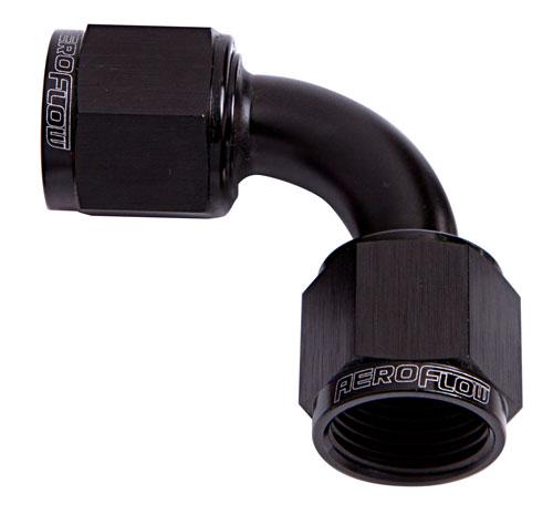 Aeroflow AF133-06BLK 90Deg Female Flare -6AN Black Swivel Union