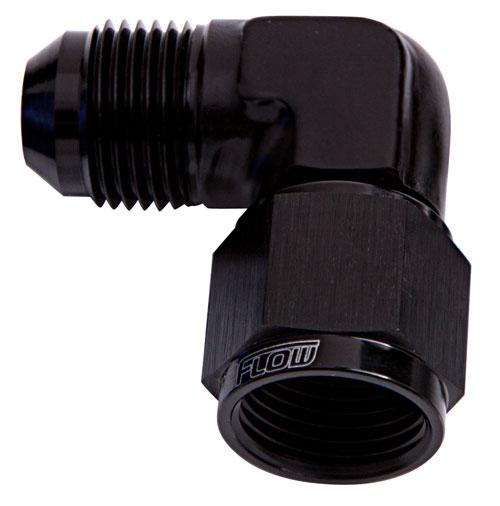 Aeroflow AF143-08BLK 90Deg Female - Male -8AN Black Swivel Nut