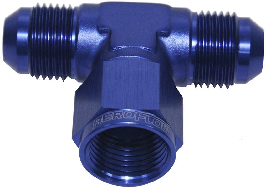 Aeroflow AF144-06 AN Tee -6AN Female Nut Blue Swivel Nut On Side AF144-06