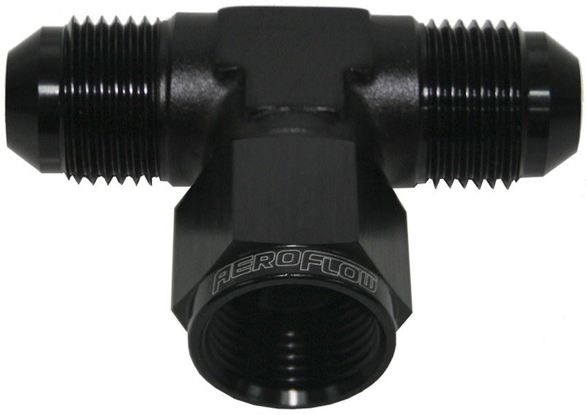 Aeroflow AF144-10BLK AN Tee -10AN Female Nut Black Swivel Nut On Side AF144-10BLK