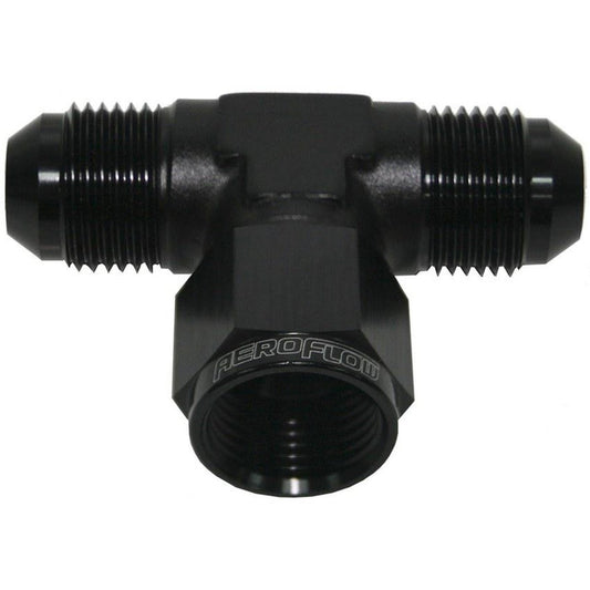 Aeroflow AF144-10BLK AN Tee -10AN Female Nut Black Swivel Nut On Side AF144-10BLK