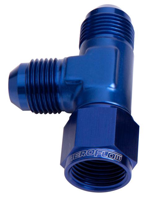 Aeroflow AF145-06 Tee -6AN Female Swivel On Run Blue Swivel Nut AF145-06
