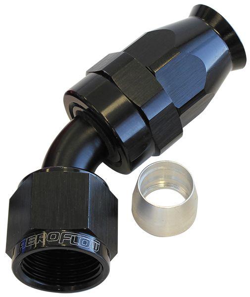 Aeroflow AF202-10DBLK Alloy 45 Deg Hose End -10AN Black Full Swivel Suits Teflon AF202-10DBLK