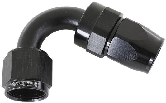 Aeroflow AF204-06DBLK Alloy 120 Deg Hose End -6AN Black Full Swivel Suits Teflon AF204-06DBLK