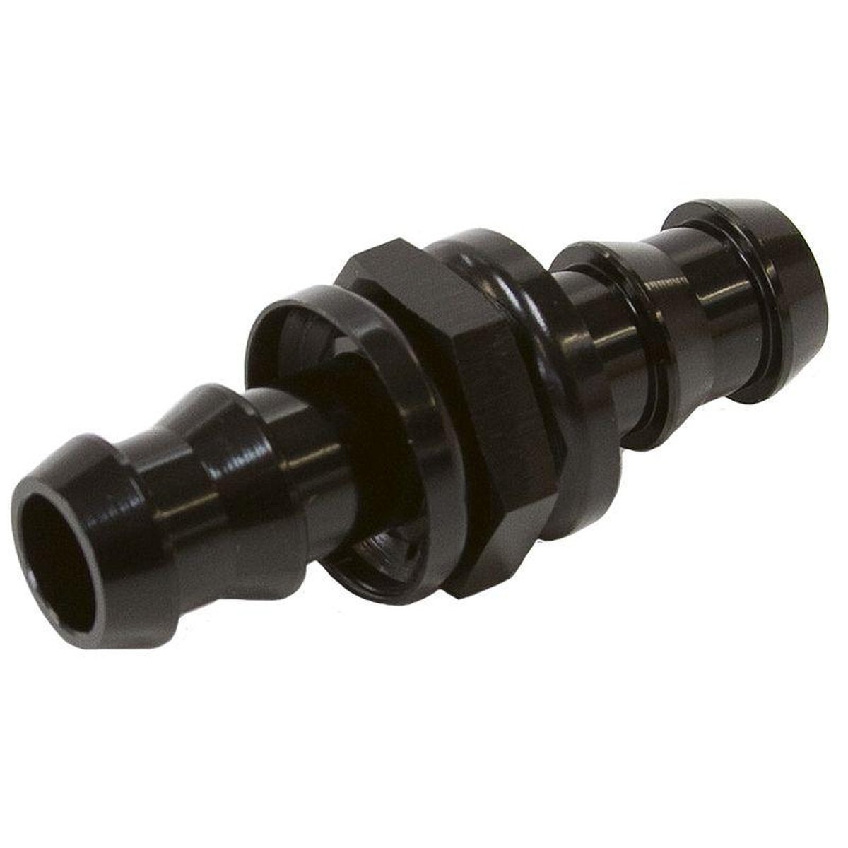 Aeroflow AF410-08-06BLK -6 To -8 Push Lock Barb Joiner Black 3/8"" To 1/2""Male To Male