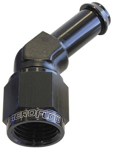 Aeroflow AF412-06-05BLK Female -6AN 45Deg To 5/16""Barb Black Swivel Nut