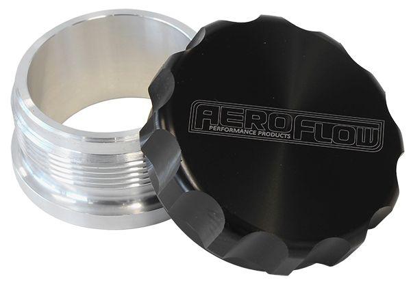Aeroflow AF460-32BLK 2"" Alum Weld Bung And Cap Raw Weld On / Black Cap