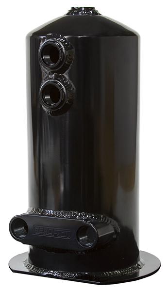 Aeroflow AF49-1024BLK Surge Tank 2.5L Spun Alloy Dual Feed Option 4 X -8orb