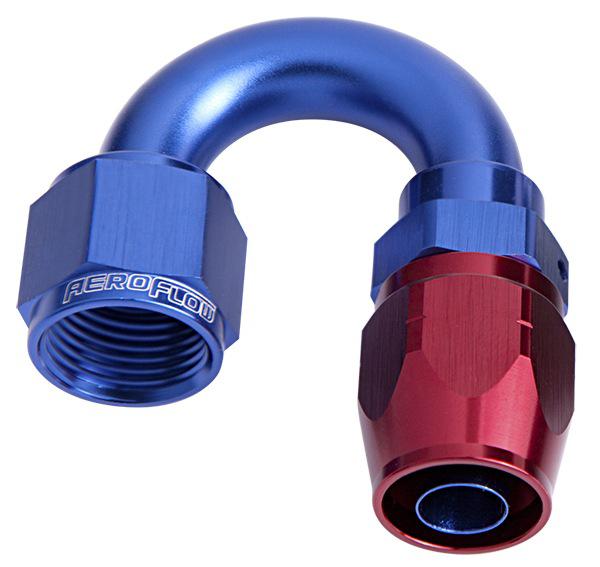 Aeroflow AF506-08 Alloy 180 Deg Hose End -8AN Blue Cutter Style Full Swivel AF506-08