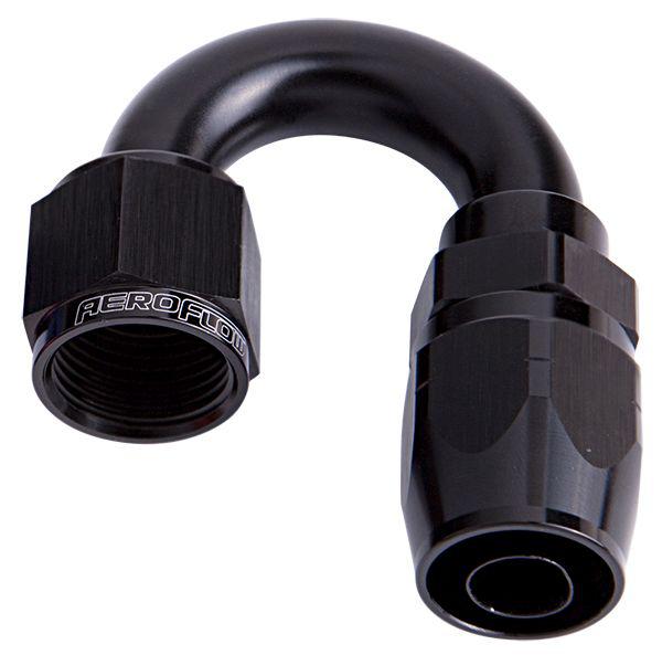 Aeroflow AF506-06BLK Alloy 180 Deg Hose End -6AN Black Cutter Style Full Swivel AF506-06BLK
