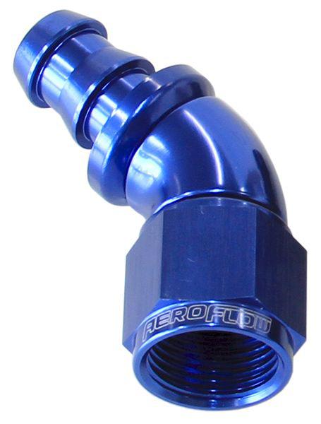 Aeroflow AF512-08 -8AN 45 Blue Full Flow Push Lock AF512-08